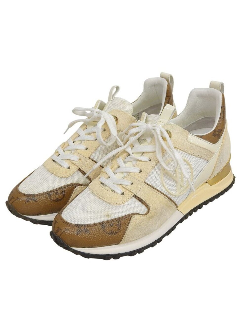 Louis Vuitton Run Away Line Sneakers White Ivory Brown